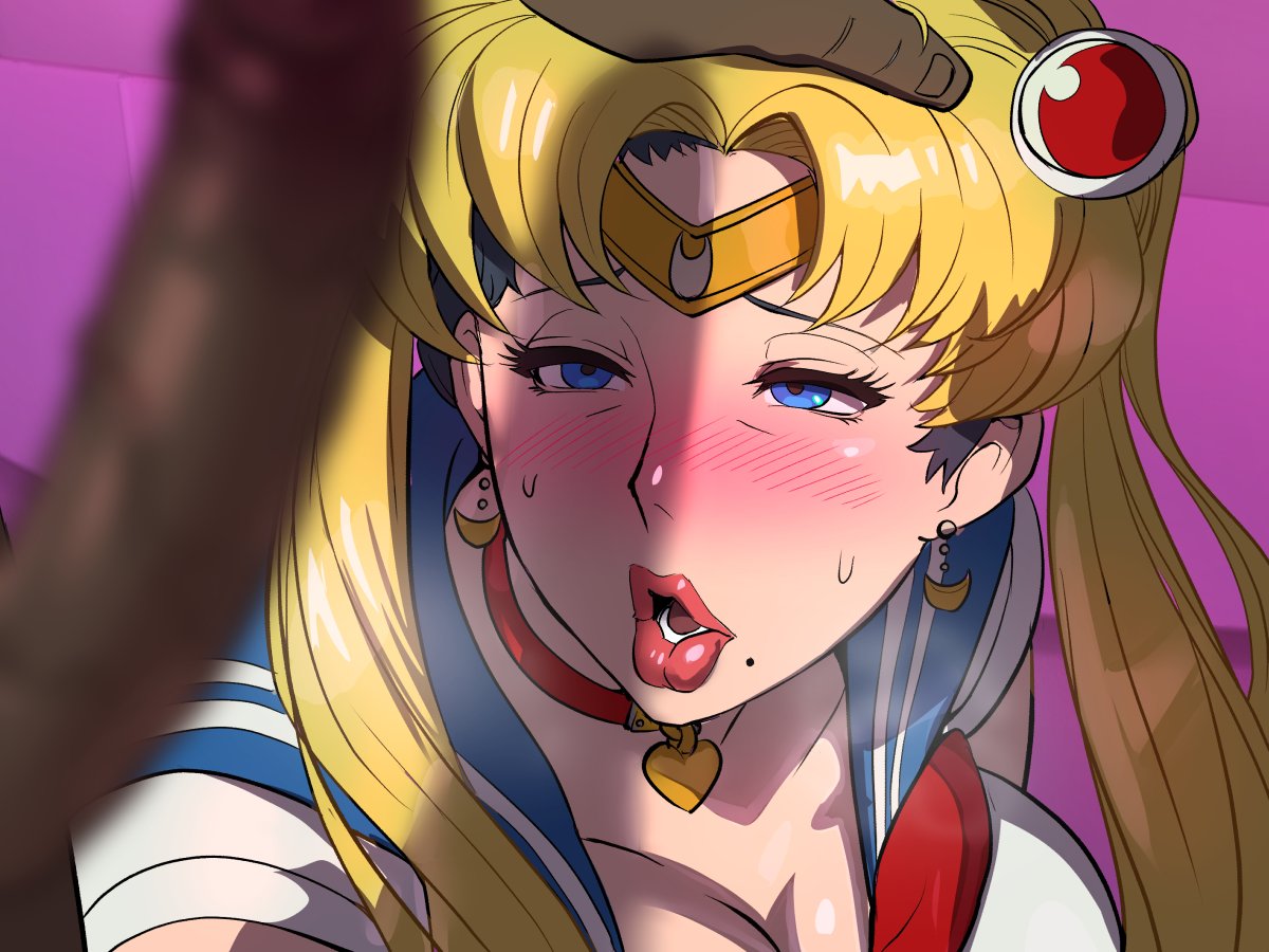 1boy 1girl ahegao ass bishoujo_senshi_sailor_moon blush breasts doggystyle grabbing_another's_hair huge_ass huge_breasts huge_penis kisuu open_mouth penis thick_lips thick_thighs thighs