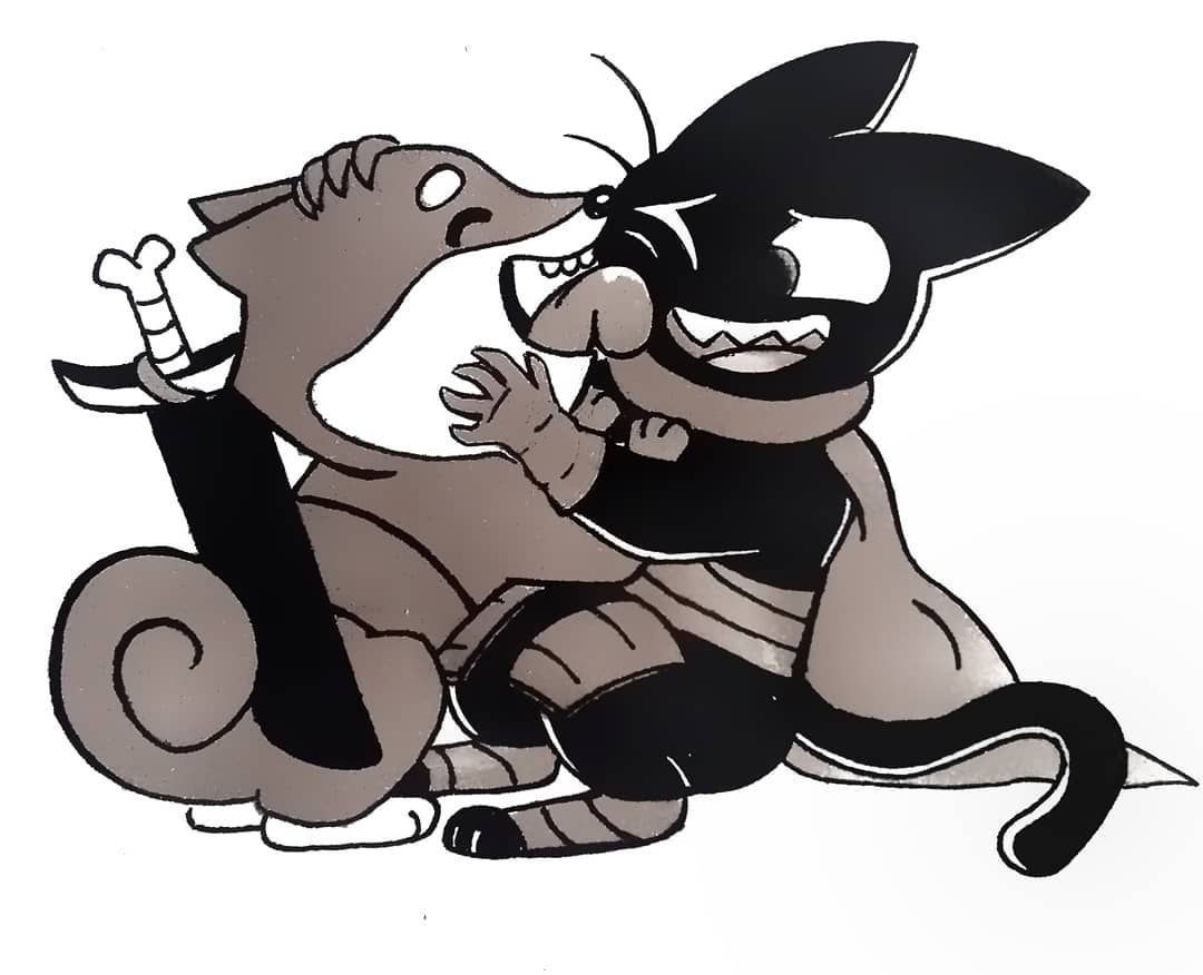 anthro armor bao_bao_(mao_mao:_heroes_of_pure_heart) black_body black_eyes black_fur black_nose canid canine canis cape cartoon_network clothed clothing cuddling domestic_cat domestic_dog duo embrace eyebrows eyes_closed felid feline felis feral friendly friends fur gloves handwear happy holding_animal holding_another holding_person hug licking looking_at_another love male mammal mao_mao:_heroes_of_pure_heart melee_weapon one_eye_closed owner partially_clothed pet sharp_teeth sheathed_weapon sheriff_mao_mao_mao shiba_inu simple_background sitting smile spitz sword teeth thick_eyebrows tongue tongue_out unknown_artist weapon whiskers white_background white_eyebrows wink