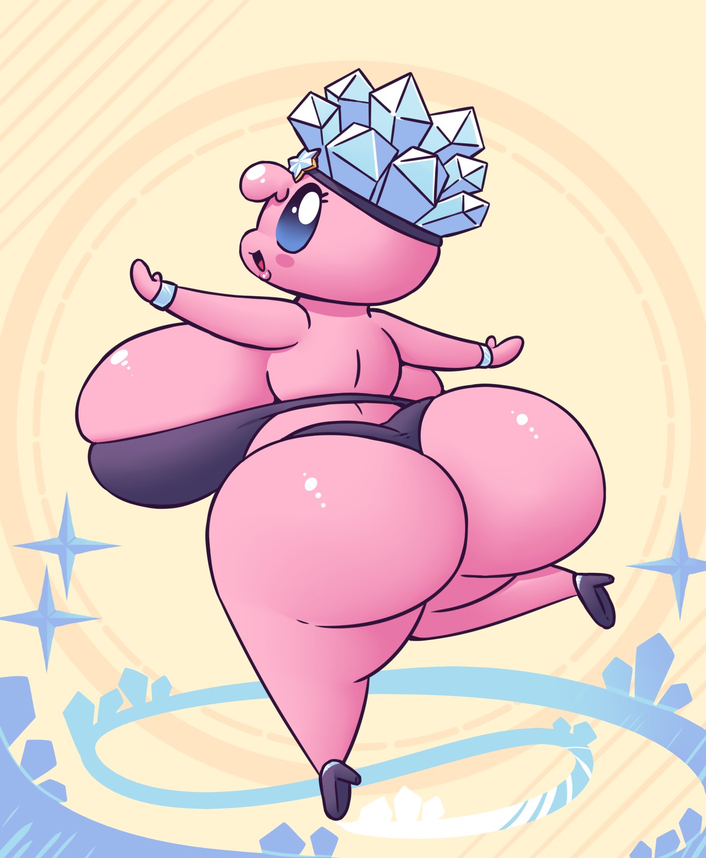 alien big_breasts big_butt blue_eyes bra breasts butt clothing crown female hi_res high_heels huge_breasts huge_butt humanoid huztar ice kirby kirby_(series) nintendo panties power_up side_boob solo thick_thighs underwear video_games