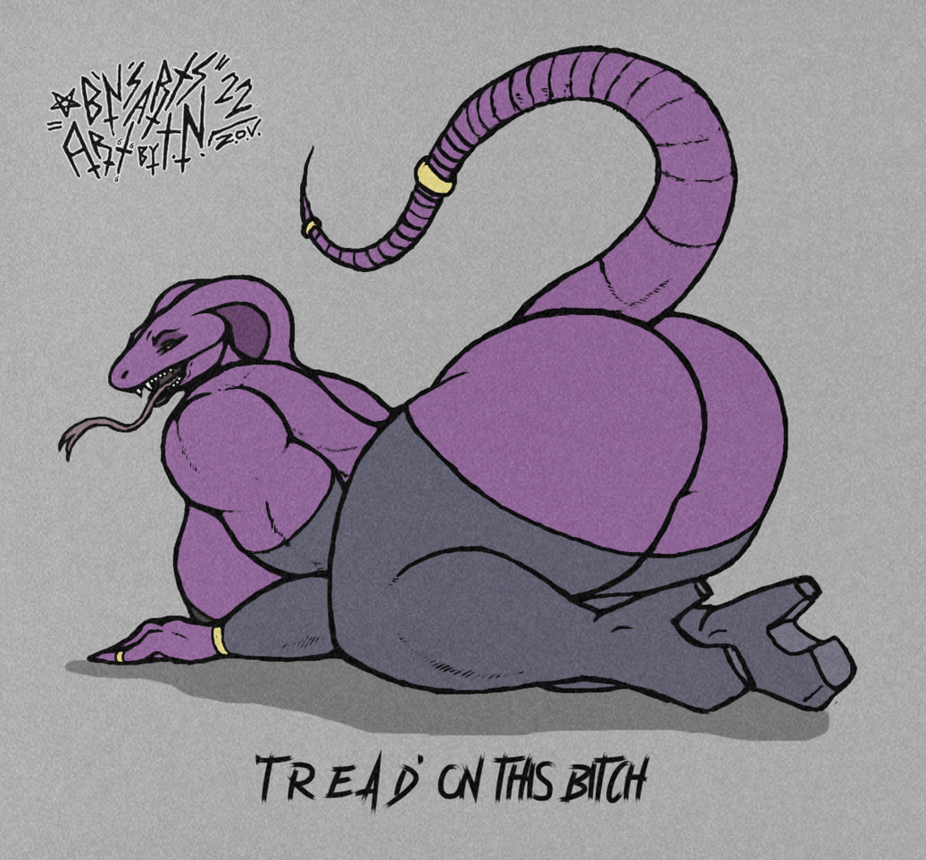 accessory all_fours anthro arbok ass_up big_breasts big_butt bns_arts bracelet breasts butt claws clothing curvy_figure fangs female furgonomics high_heels jewelry legwear long_tongue looking_at_viewer mostly_nude muscular muscular_female nintendo open_mouth pok&eacute;mon pok&eacute;mon_(species) purple_body purple_scales raised_tail red_eyes reptile ring ring_(jewelry) scales scalie sharp_claws sharp_teeth snake snake_hood solo t.n. tail_accessory tail_jewelry tail_ring teeth thick_thighs thigh_highs tongue tongue_out video_games voluptuous wide_hips yellow_sclera