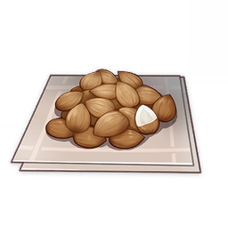 artist_request commentary english_commentary food food_focus game_cg genshin_impact ingredients lowres napkin no_humans nut_(food) official_art seed still_life third-party_source transparent_background