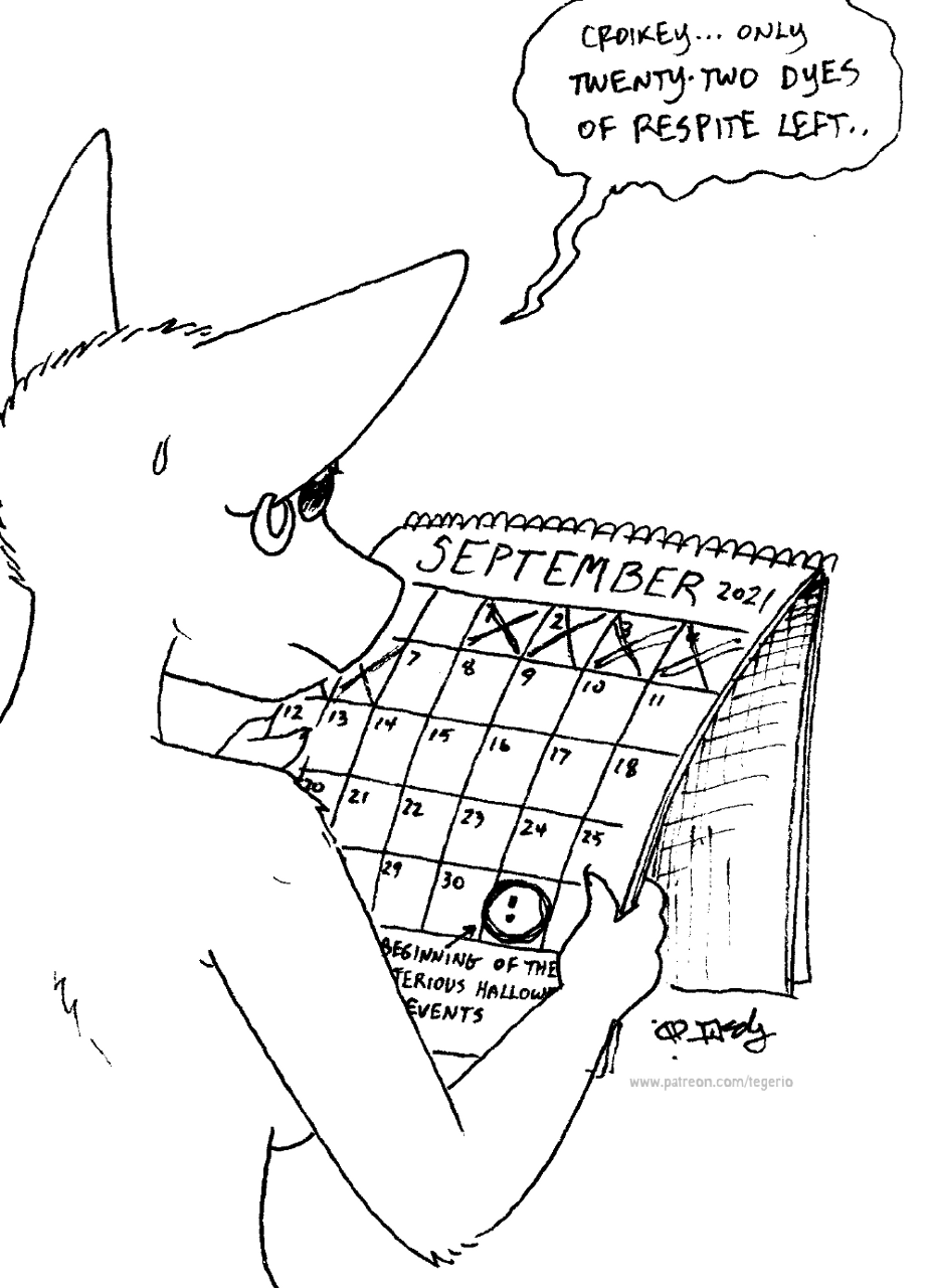 anthro back_boob black_and_white bodily_fluids breasts calendar dialogue ear_piercing ear_ring english_text female fur hi_res kangaroo kangy_(tegerio) macropod mammal marsupial monochrome nude piercing solo sweat tegerio text