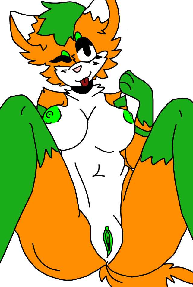anonymous_artist anthro band_(marking) black_eyes blep blush blush_lines breasts butt canid canine cheek_tuft choker cleavage clitoral_hood clitoris clothed clothing digital_media_(artwork) facial_tuft female fox fur genitals gloves_(marking) green_hair hair jewelry leg_markings mammal markings neck_tuft necklace nude one_eye_closed orange_body orange_fur orange_tail pussy shoulder_tuft sitting slightly_chubby socks_(marking) solo spreading sushi_the_fox tongue tongue_out tuft white_body white_fur wink