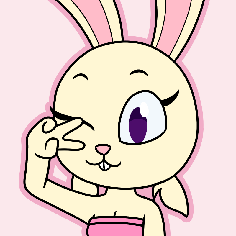 2022 anthro breasts clothing dress female headshot_portrait lagomorph leporid mammal one_eye_closed pazymomo pink_clothing pink_dress portrait purple_eyes rabbit solo strapless_clothing strapless_dress wink yoghurt_(pazymomo)