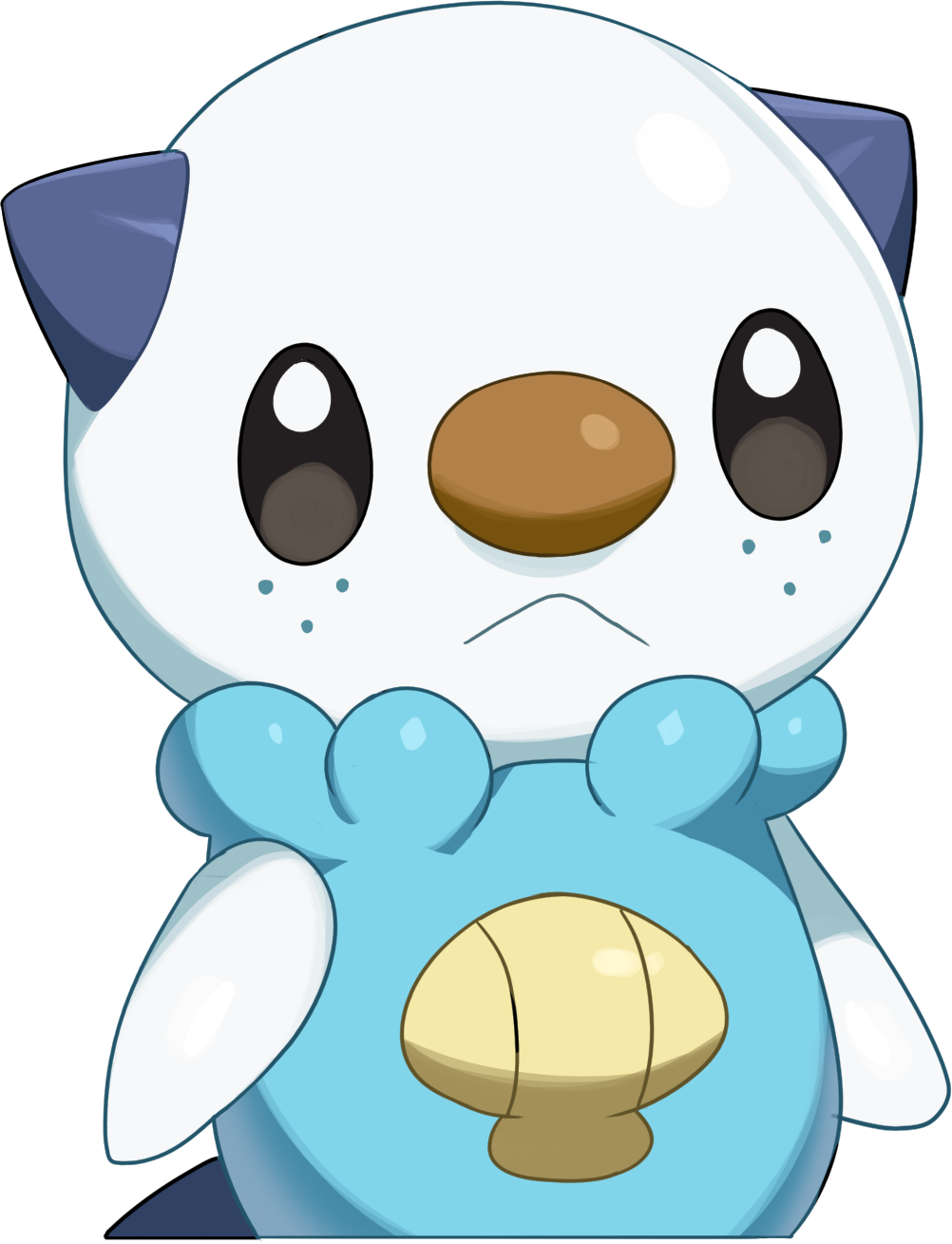 2022 blue_body blue_freckles brown_nose drunk_oak freckles hi_res multicolored_body nintendo oshawott pok&eacute;mon pok&eacute;mon_(species) simple_background solo video_games white_arms white_body