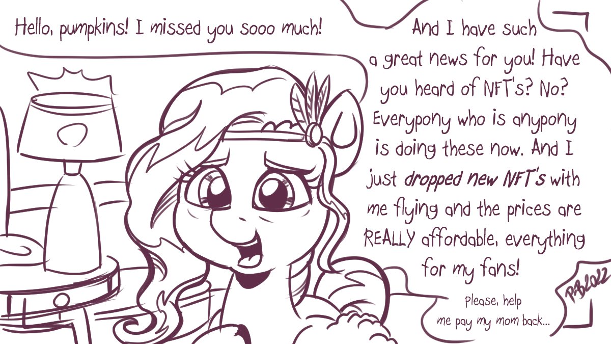 dialogue english_text equid equine female hasbro headpiece line_art looking_at_viewer mammal mlp_g5 monochrome my_little_pony nft pegasus pipp_petals_(mlp) pony-berserker text wings