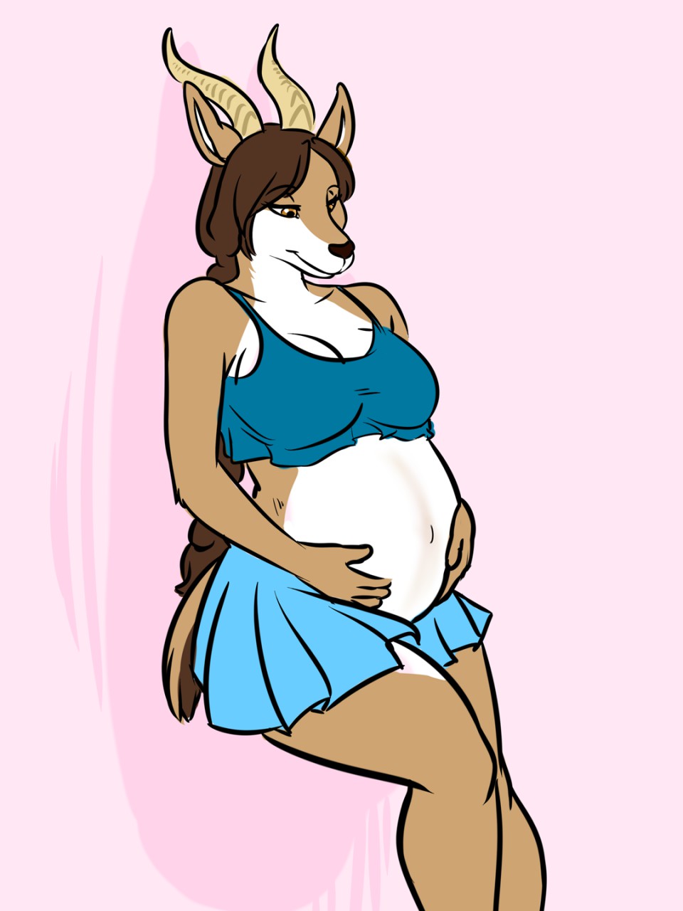 antelope anthro bovid clothing female gazelle hi_res mammal pregnant solo spacecadet