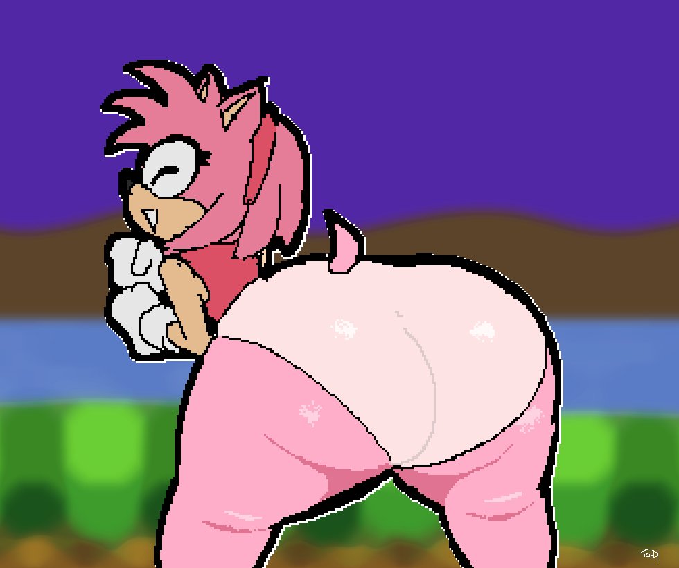 amy_rose anthro big_butt butt clothing dancing eulipotyphlan eyes_closed female gloves hair handwear hedgehog mammal panties pink_body pink_hair sega shirt solo sonic_the_hedgehog_(series) thick_thighs toedi topwear underwear wide_hips