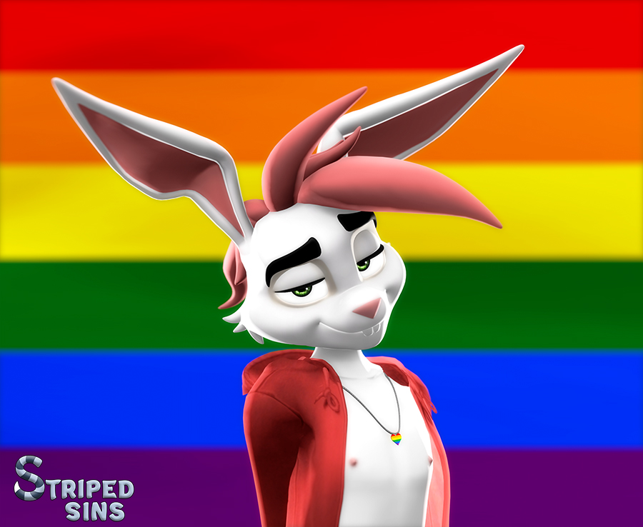 &lt;3 3d_(artwork) anthro clothed clothing digital_media_(artwork) hoodie jewelry lagomorph leporid lgbt_history_month lgbt_pride looking_at_viewer male mammal necklace oliver_(striped_sins) open_clothing open_hoodie open_topwear pride_colors rabbit rainbow_flag rainbow_heart rainbow_pride_flag rainbow_symbol striped_sins topwear willitfit