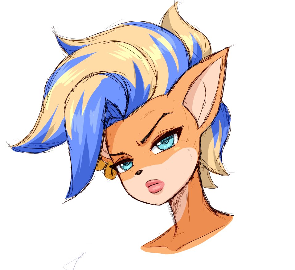 activision anthro bust_portrait crash_bandicoot_(series) female fur hair headshot_portrait lips lipstick makeup nude orange_body orange_fur pirate_tawna portrait short_hair simmsyboy solo tawna_bandicoot video_games