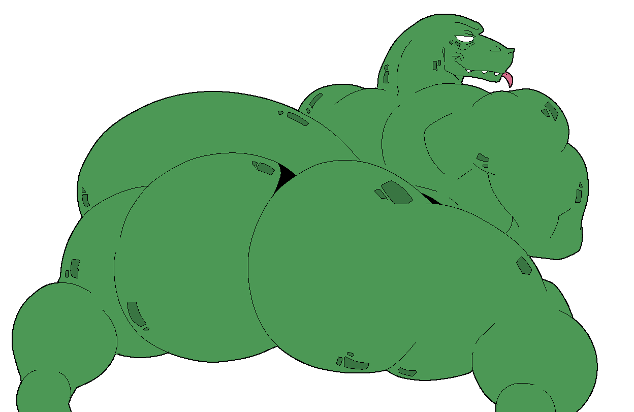 anthro beastars big_butt bobthetanuki butt clothing gosha_(beastars) green_body huge_butt komodo_dragon lizard looking_back male monitor_lizard muscular muscular_male reptile scalie solo thong underwear