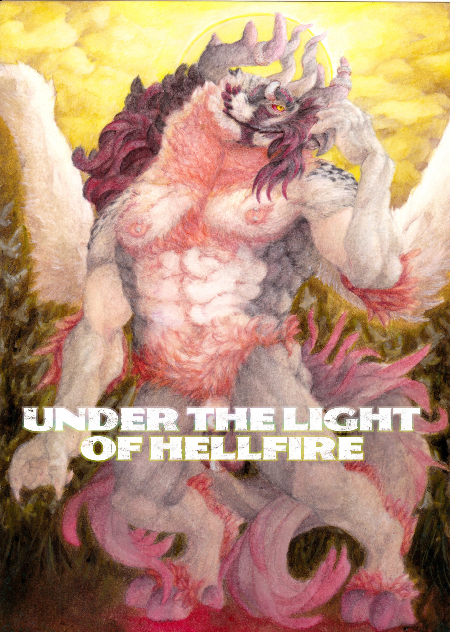 4_horns accipitrid accipitriform age_difference avian beak bearded_vulture bird claws comic cover cover_art cover_page demon father feathers flower gryphon hell hi_res hooves horn male multi_horn muscular muscular_male mythological_avian mythology nipples nude old_world_vulture older_male parent piersing plant plumage red_eyes solo tail_feathers text tuballkaindelparaiso_(artist) vulture yellow_eyes