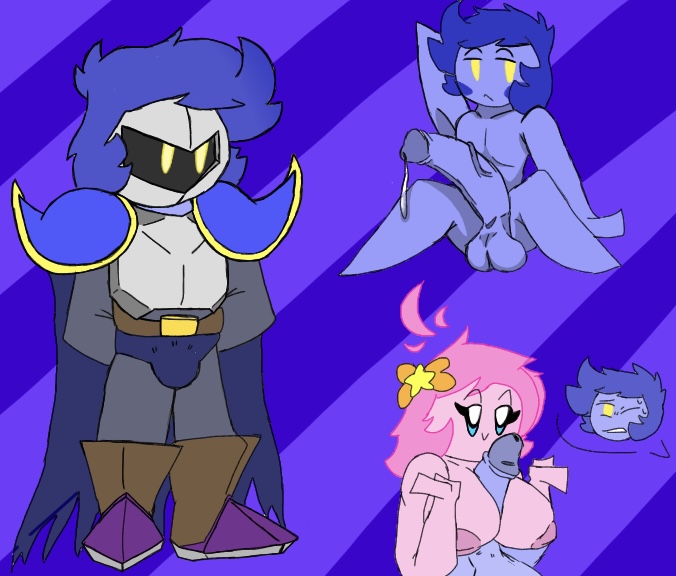 2022 alien anthro armor balls batzcave big_breasts blush bodily_fluids breast_play breast_squish breasts clothed clothing digital_media_(artwork) duo erection female genital_fluids genitals hair handwear humanoid kirby kirby_(series) male male/female mask meta_knight nintendo nipples not_furry nude open_mouth penis pink_body pok&eacute;mon pok&eacute;mon_(species) sex simple_background smile solo squish titfuck video_games