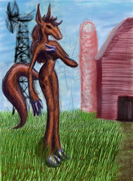 2008 anthro barn biped detailed_background digitalvg equid equine grass hooves horse mammal nude outside plant solo windmill