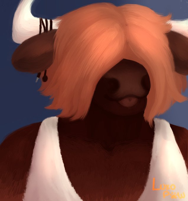 anthro bovid bovine cattle clothed clothing headphones horn ian_(braeburned) luxoh male male/male mammal shirt solo tank_top tongue tongue_out topwear