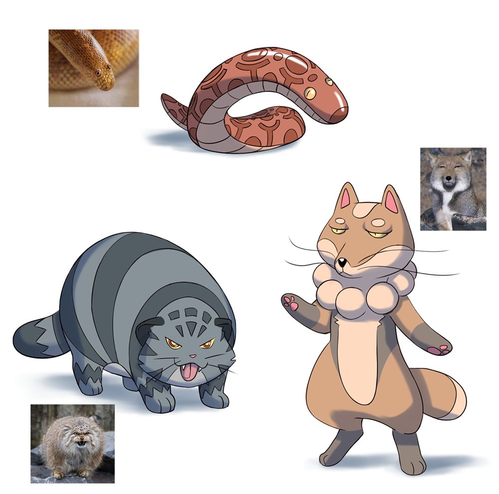 2022 ambiguous_gender anthro arabian_sand_boa blep boa_(snake) brown_body brown_fur canid canine fak&eacute;mon felid feline feral fox fur grey_body grey_fur group mammal nibhaaz nude pallas's_cat red_body red_scales reference_image reptile sand_boa scales scalie simple_background snake standing tibetan_sand_fox tongue tongue_out trio whiskers white_background