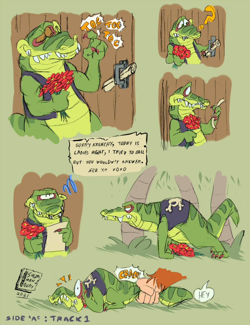 alligator alligatorid comic crocodile crocodilian crocodylid dating diddy_kong_racing donkey_kong_(series) fan_comic fanfiction funny_face kremling krunch_the_kremling nintendo nintendo_64 nintendo_ds nintendo_ds_family rareware reptile scalie shesamonkey ship vehicle video_games watercraft