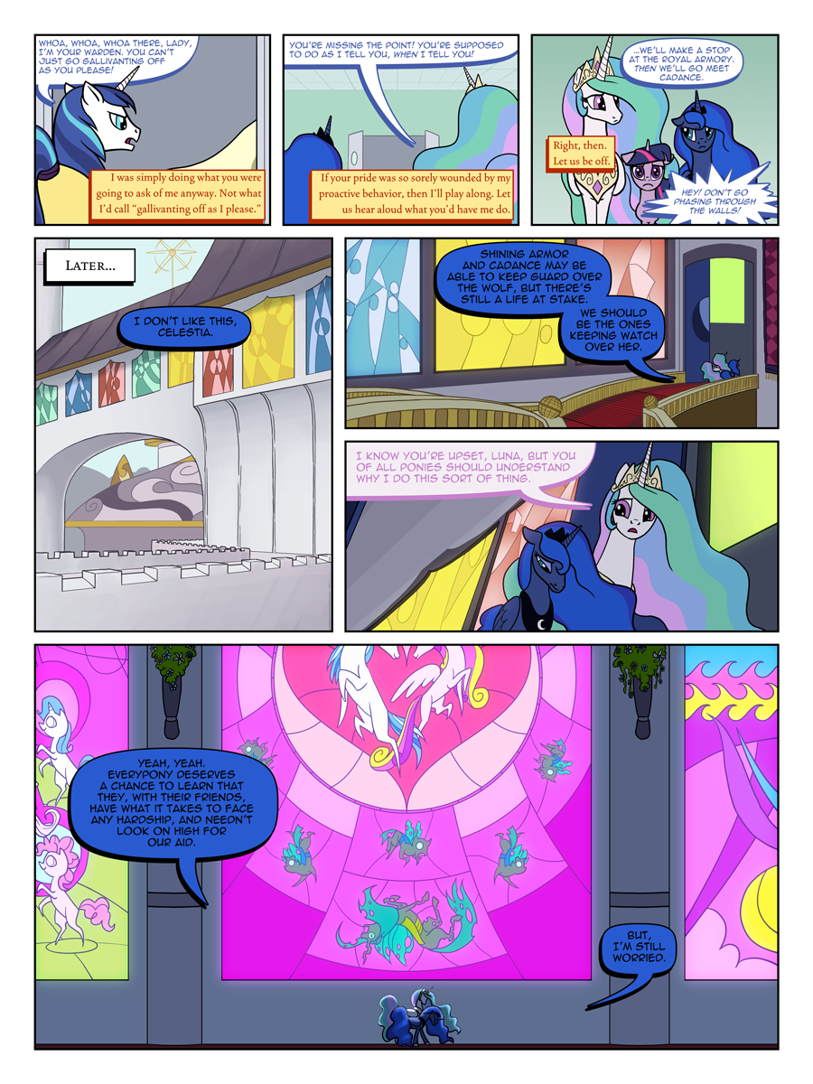 arofatamahn comic english_text equid equine female feral friendship_is_magic hi_res horn larger_female mammal my_little_pony princess_cadance_(mlp) princess_celestia_(mlp) princess_luna_(mlp) queen_chrysalis_(mlp) shining_armor_(mlp) sibling sister sisters size_difference text unicorn winged_unicorn wings