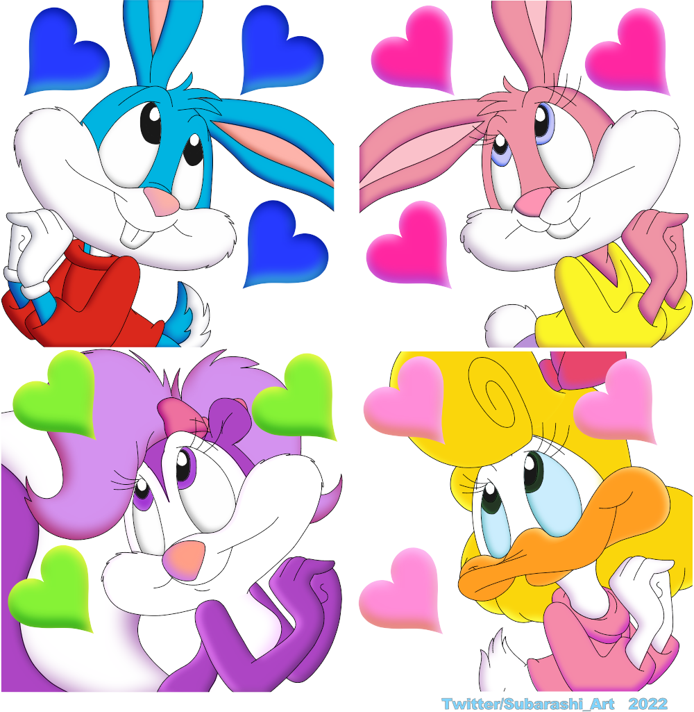&lt;3 accessory alpha_channel anatid anseriform anthro avian babs_bunny bird buster_bunny duck emotes female fifi_la_fume group hair_accessory hair_bow hair_ribbon lagomorph leporid loon male male/female mammal mephitid rabbit ribbons shirley_the_loon simple_background skunk subarashi tiny_toon_adventures transparent_background warner_brothers