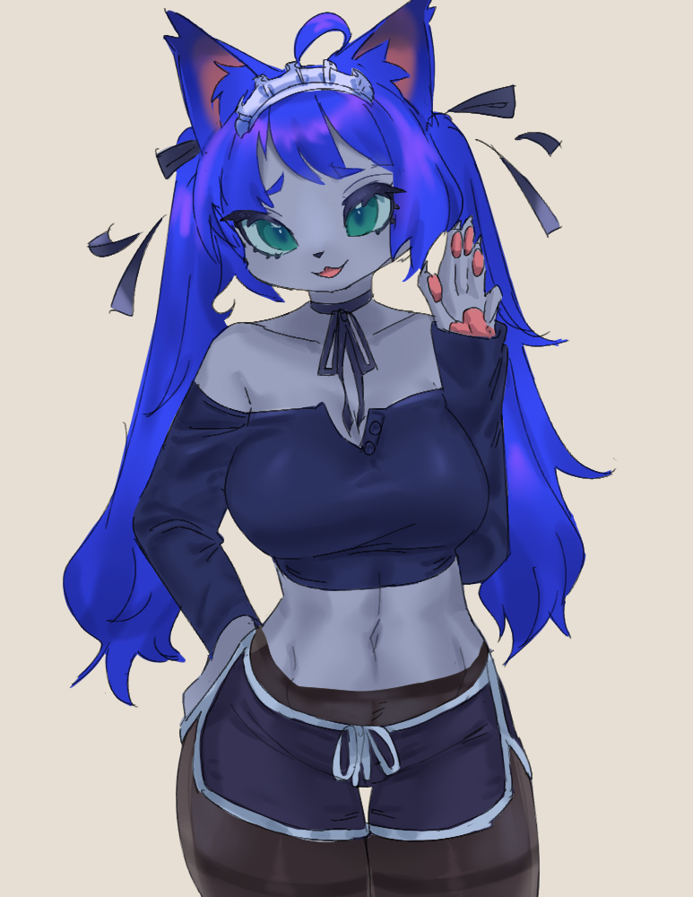 anthro cat_ear character_name:catfla check_tag_type clothing dolphin_panties felid feline felis female legwear mammal solo species: stockings ullalullalu