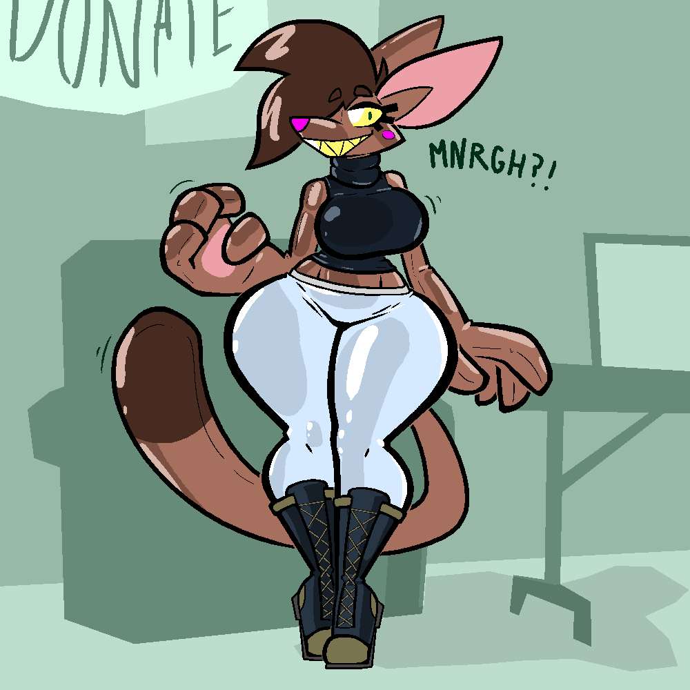 animate_inanimate anthro aygee bottomwear canid canine canis clothing female inflatable living_inflatable mammal mirig_(aygee) pants rubber solo sweater topwear turtleneck_sweater wolf