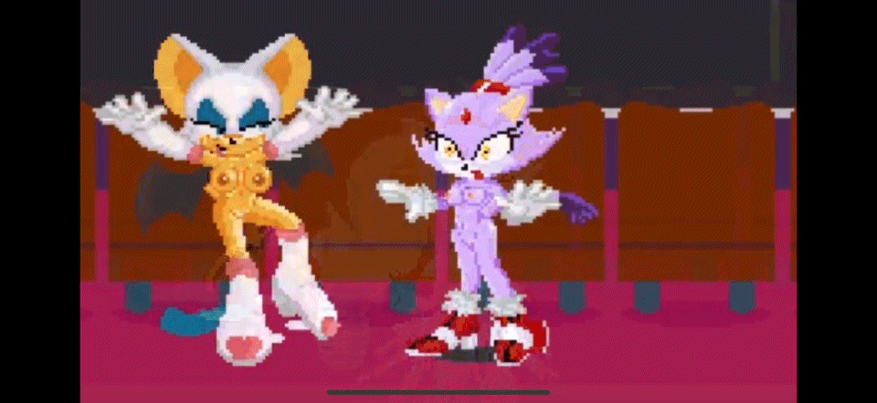 animated blaze_the_cat chiropteran domestic_cat felid feline felis female female/female mammal project_x_love_potion_disaster rouge_the_bat sega sonic_the_hedgehog_(series)