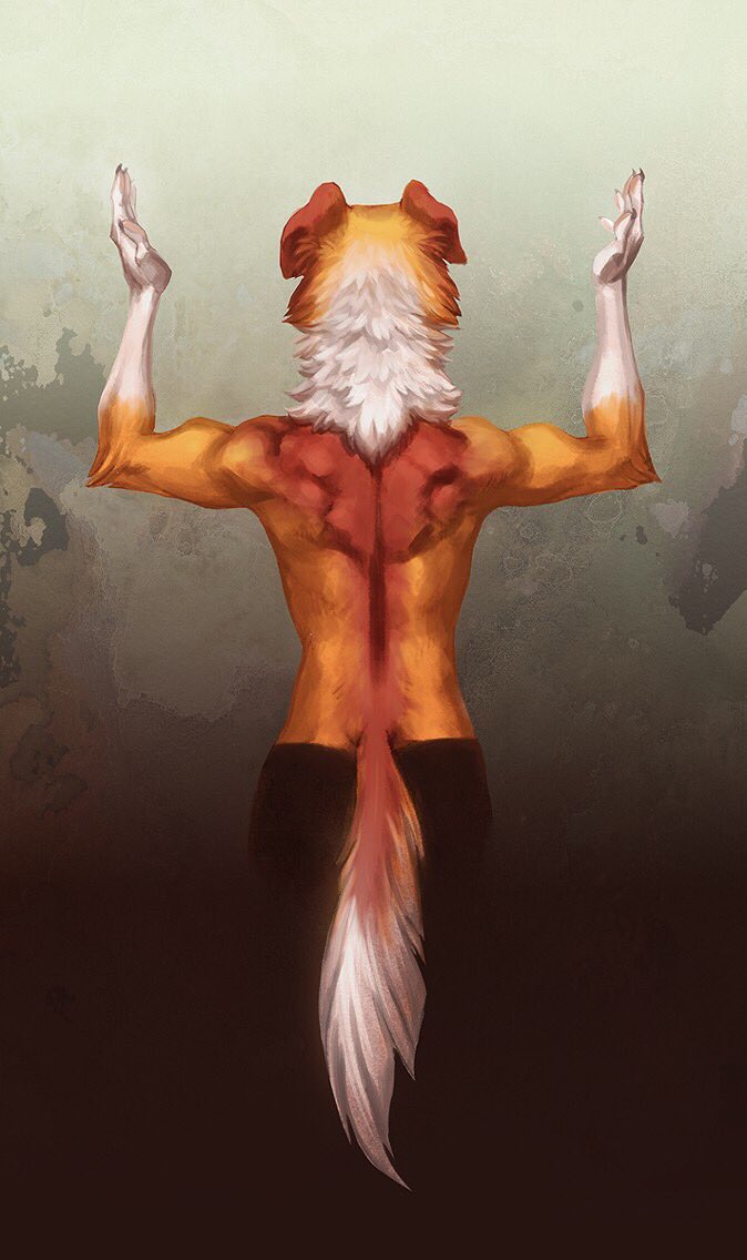 5_fingers anthro brown_body brown_fur butt canid canine canis clothing collie digital_media_(artwork) domestic_dog elbow_tufts faceless_character female fingers fur herding_dog mammal merycollie_(merystic) merystic muscular muscular_female pastoral_dog rear_view sheepdog simple_background solo standing tan_body tan_fur tuft white_body white_fur