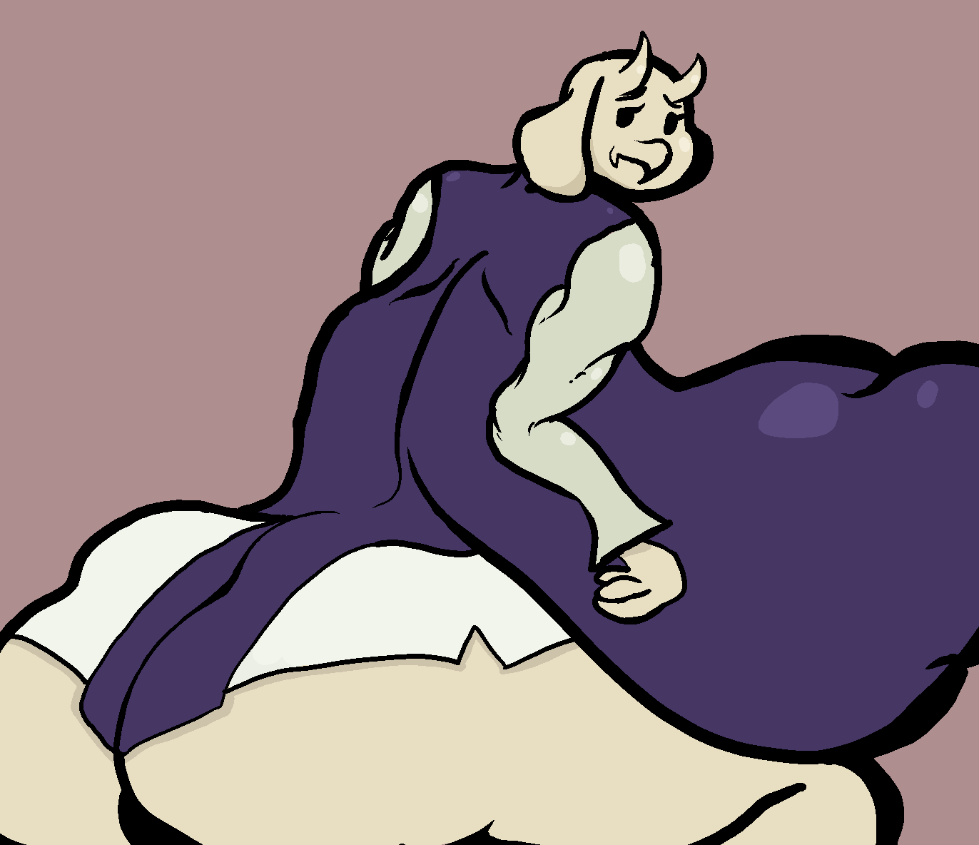 anthro big_breasts bovid breasts caprine colored female goat huge_breasts hyper hyper_breasts looking_back mammal sassy_dolly simple_background solo tagme toriel undertale_(series)