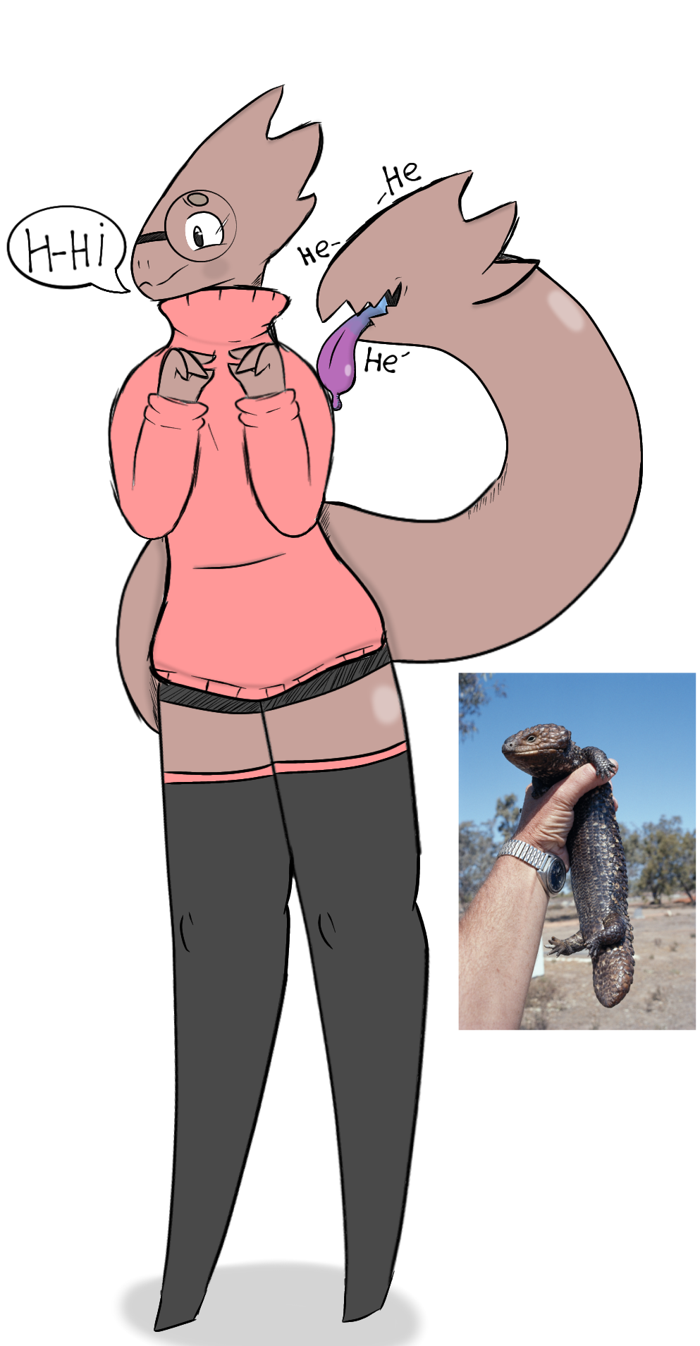 anthro blush bottomwear clothed clothing colorful digital_media_(artwork) eyewear female footwear glasses hi_res knee_highs knee_socks legwear living_tail lizard phant0mhat reptile scalie shorts shy simple_background socks solo sweater tall text topwear turtleneck_sweater unusual_anatomy unusual_tail