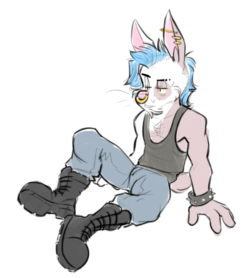 austin_(markydraws) bracelet clothed clothing ear_piercing facial_piercing jewelry lagomorph leporid male mammal markydraws nose_piercing piercing rabbit simple_background solo spiked_bracelet spikes