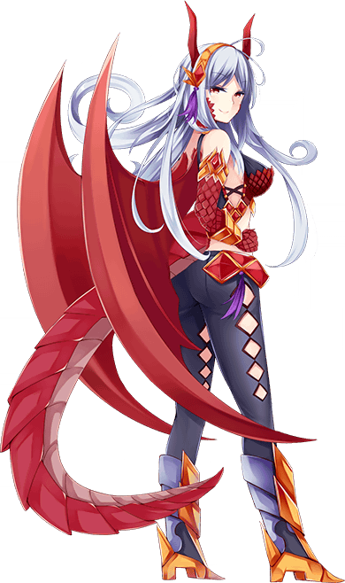 1girl artist_request bare_shoulders black_pants breasts dragon_girl dragon_horns dragon_tail full_body game_cg grey_hair hairband horns horo_(monster_musume) large_breasts long_hair midriff monster_musume_no_iru_nichijou monster_musume_no_iru_nichijou_online official_art pants red_scales red_wings scales smile solo tail transparent_background wings