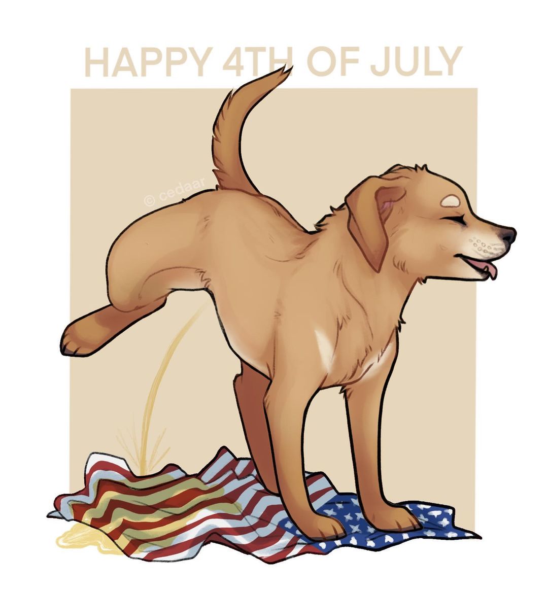 2022 4th_of_july bodily_fluids canid canine canis domestic_dog english_text eyes_closed feral floppy_ears full-length_portrait fur galebreaker genital_fluids grey_nose mammal open_mouth peeing peeing_on_flag pink_inner_ear pink_tongue politics portrait raised_leg simple_background solo stars_and_stripes tan_body tan_fur teeth text tongue united_states_of_america urine