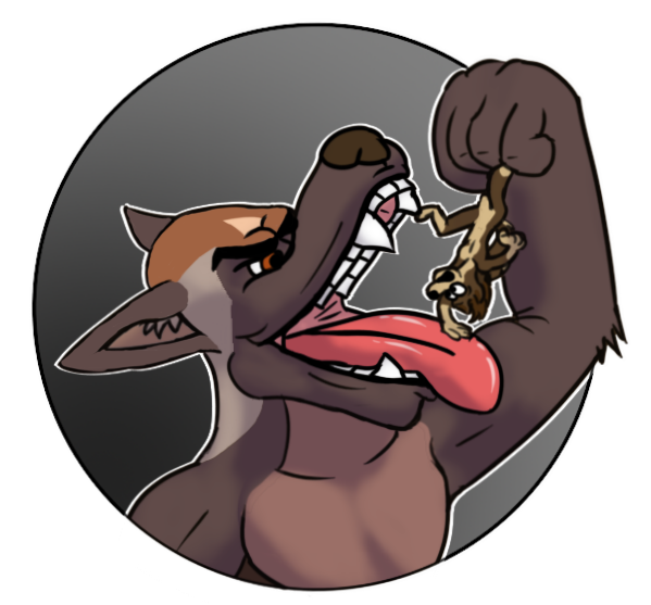 anthro beta_pup duo holding_character holding_upside_down imminent_vore macro male male/male micro open_mouth size_difference smaller_male sticker vore