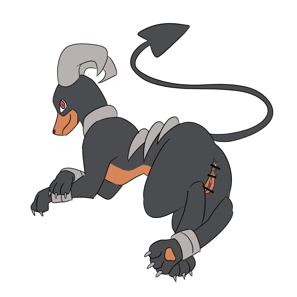 anus black_body censored female feral gantan genitals houndoom lying nintendo pok&eacute;mon pok&eacute;mon_(species) pussy solo video_games