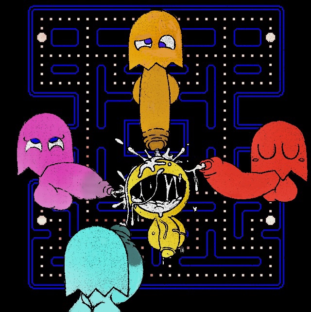 balls big_balls big_penis blinky_(pac-man) blue_body blush bodily_fluids bukkake clyde_(pac-man) cum cum_in_mouth cum_inside cum_on_face cum_on_penis cum_splatter cum_string cumshot ejaculation erection female foreskin genital_fluids genitals ghost gigaboy group group_sex happy happy_sex huge_balls huge_penis hyper hyper_balls hyper_genitalia hyper_penis inky_(pac-man) intersex intersex/male male male/female male/male mouthless orange_body orgasm orgasm_face orgy pac-man pac-man_(series) penis perineum pink_body pinky_(pac-man) polyamory sex simplex smile spirit video_games yellow_body