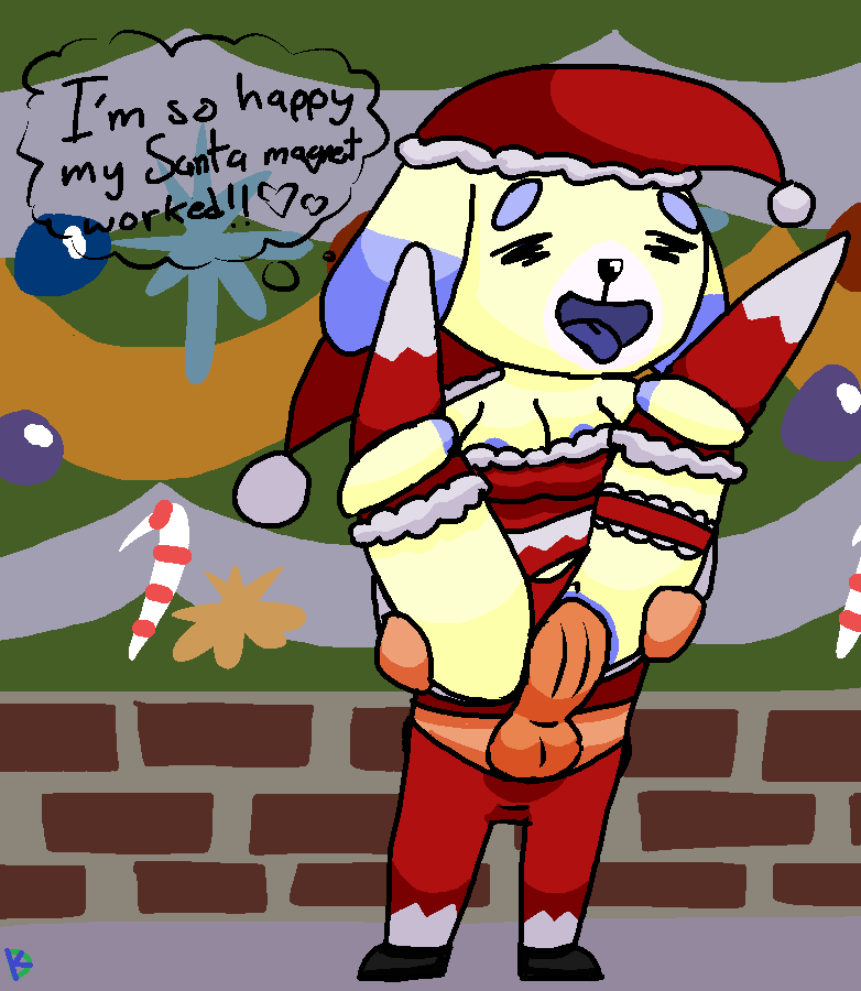 animal_crossing anthro breasts canid canine canis carrying_another carrying_partner cleavage clothed clothed_sex clothing costume daisy_(animal_crossing) domestic_dog duo female human klutzatdusk looking_pleasured male male/female mammal nintendo nipple_slip penetration santa_costume sex skimpy vaginal vaginal_penetration villager_(animal_crossing) visible_nipples