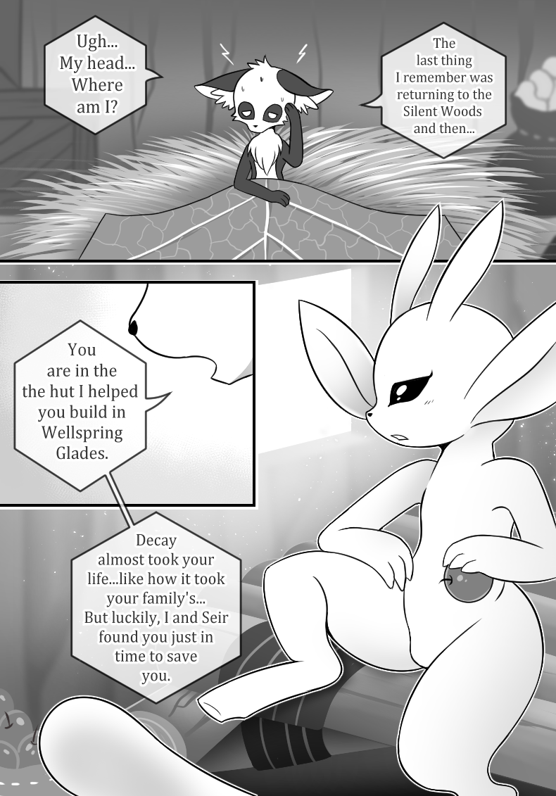 anthro comic duo female long_tail male male/female moki_(species) monochrome ori ori_(series) ori_and_the_blind_forest ori_and_the_will_of_the_wisps text vavacung white_body