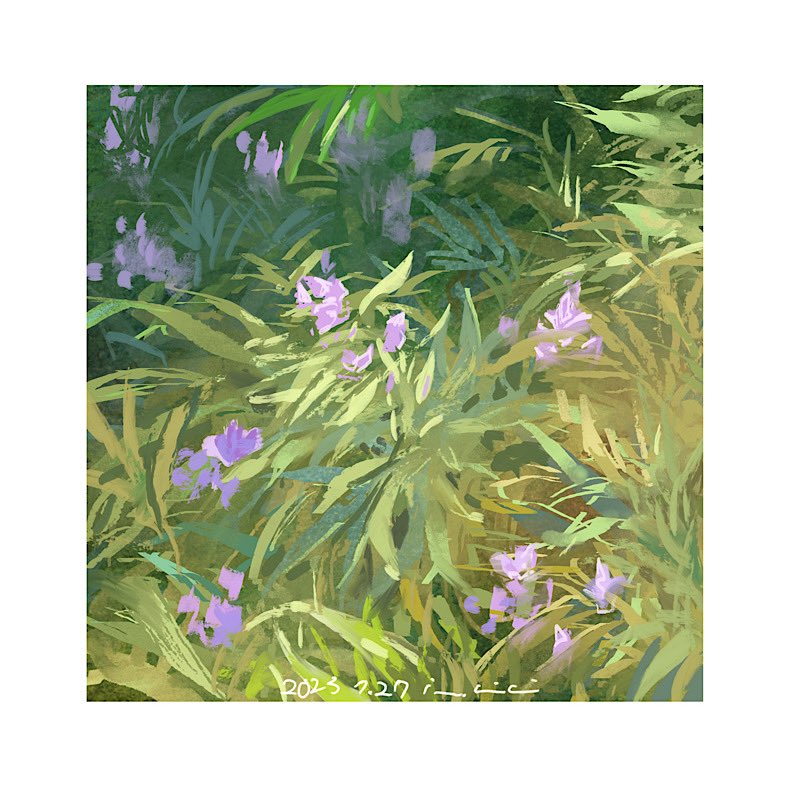 flower grass mimoth nature no_humans original painting_(medium) plant purple_flower realistic still_life tall_grass traditional_media