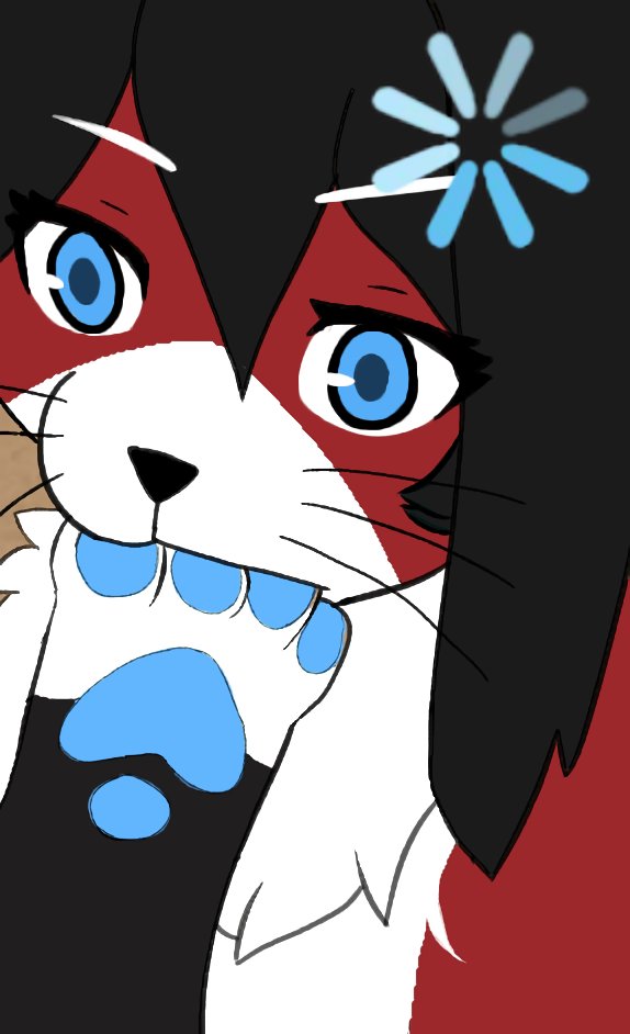 ara_(fluff-kevlar) ara_comms bite blue_eyes blue_pawpads buffering felid feline female feral fur head_empty loading mammal meme nom pawpads reaction_image red_body red_fur self_bite solo white_body white_fur