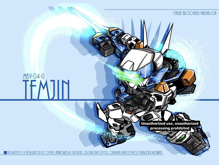character_name copyright_name english_text glowing holding holding_sword holding_weapon kingguyver mecha no_humans open_hand robot science_fiction solo sword temjin virtual_on visor weapon