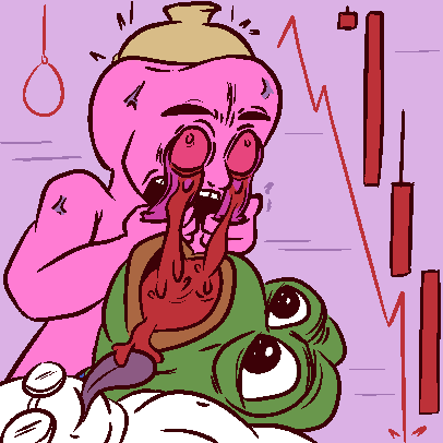 1:1 anthro bitcoin blood blood_in_mouth bodily_fluids casytay chainlink drinking drinking_blood gore licking low_res male meme pepe_the_frog tongue tongue_out