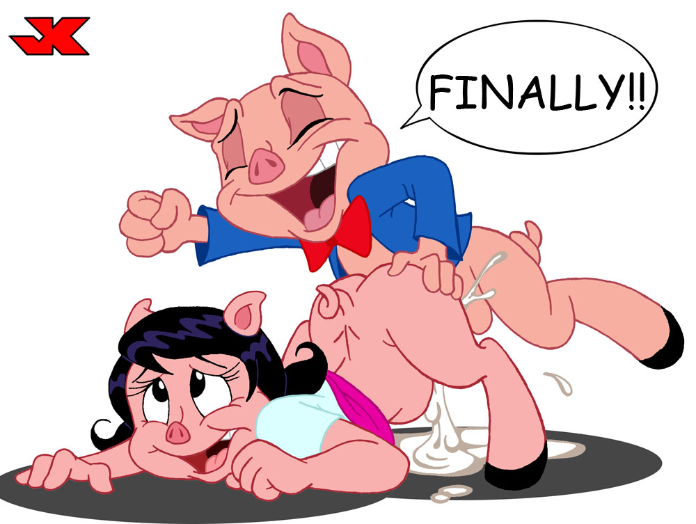 anthro domestic_pig duo female jk looney_tunes male male/female mammal petunia_pig porky_pig suid suina sus_(pig) the_looney_tunes_show warner_brothers