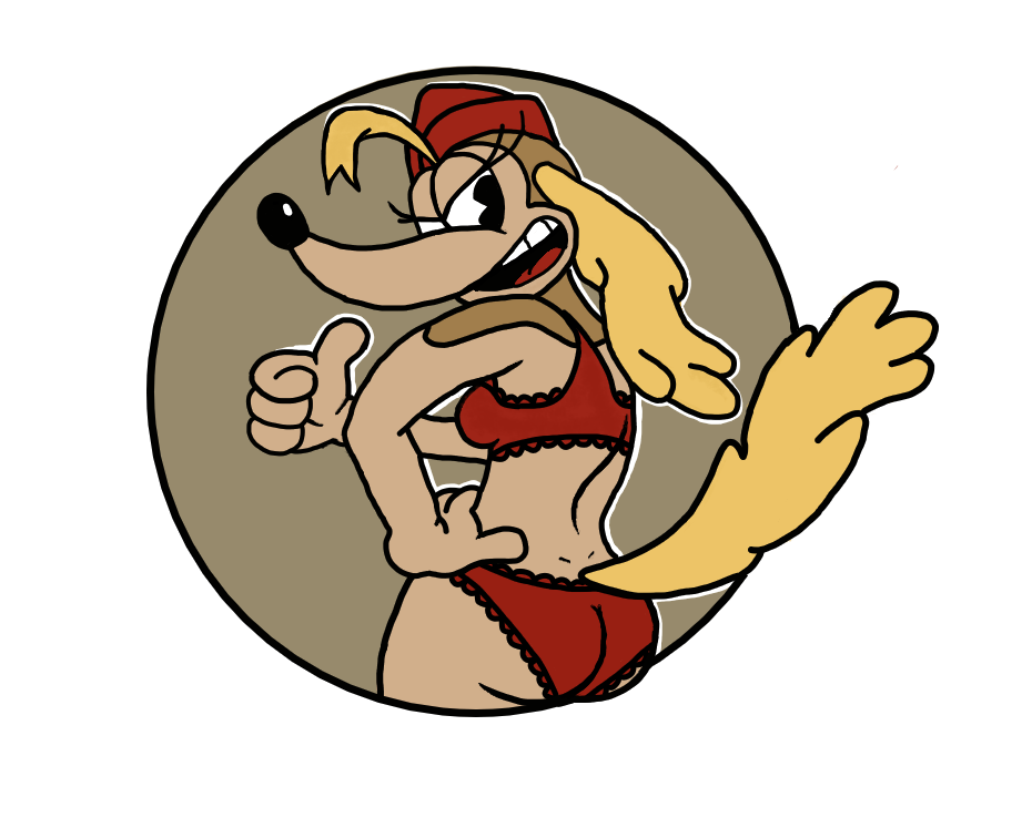4_fingers alpha_channel anthro big_breasts big_butt black_eyes blonde_hair bra breasts brown_background brown_body brown_fur butt canid canine canis clothing cuphead_(game) domestic_dog edit eyelashes female fingers fur gesture hair hand_on_hip hat headgear headwear hunting_dog looking_at_viewer looking_back looking_back_at_viewer mammal military_hat open_mouth panties pilot_saluki_(cuphead) rear_view red_bra red_clothing red_hat red_headwear red_panties red_underwear saluki side_boob sighthound simple_background solo tan_body tan_fur thumbs_up transparent_background underwear video_games warioanon yellow_tail