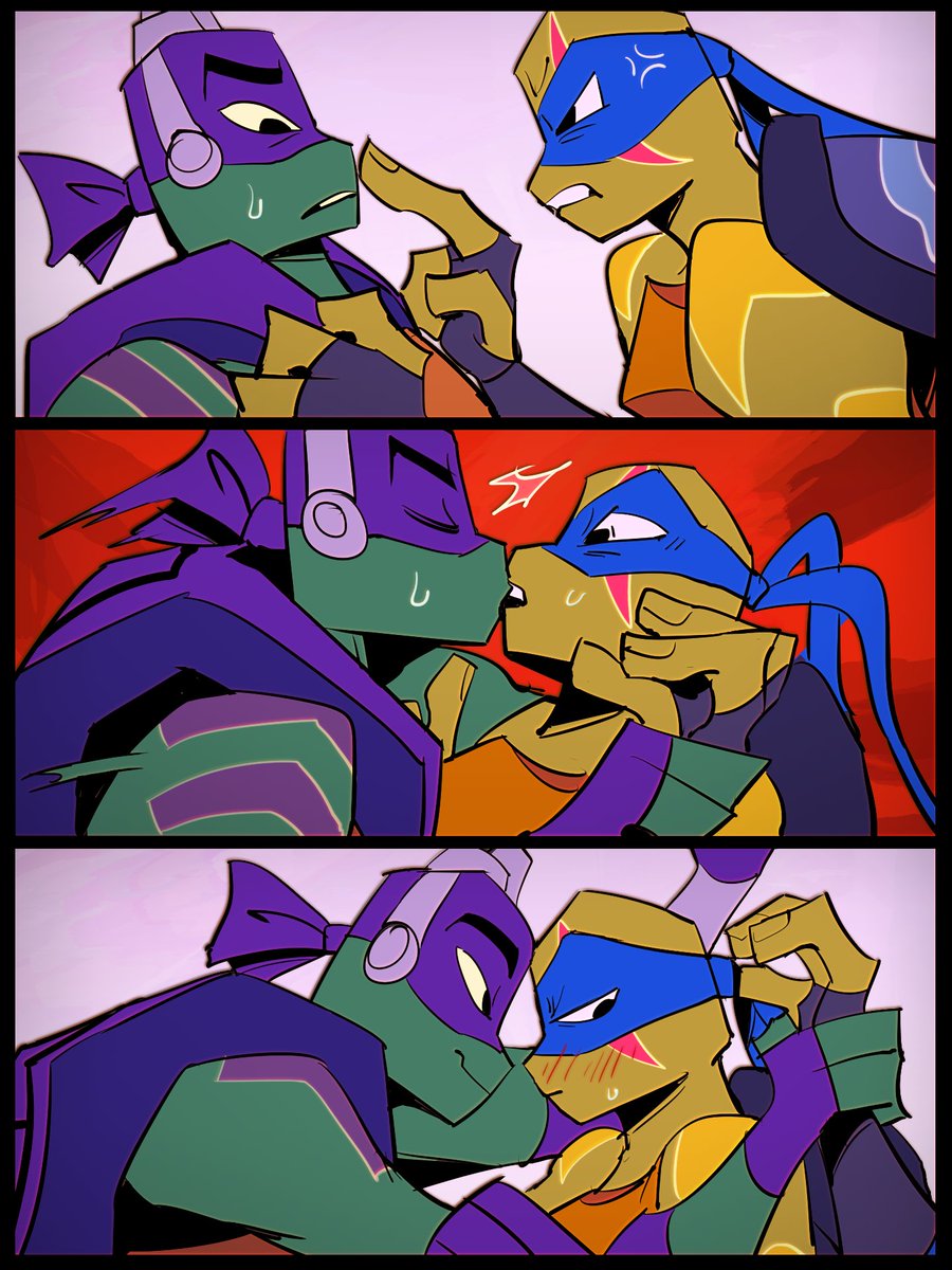 angry bandanna blush bodily_fluids brother_(lore) brothers_(lore) comic donatello_(tmnt) duo hi_res incest_(lore) kerchief kissing leonardo_(tmnt) male male/male reptile rise_of_the_teenage_mutant_ninja_turtles rot_onsen scalie sibling_(lore) smug surprised_expression sweat sweatdrop teenage_mutant_ninja_turtles turtle