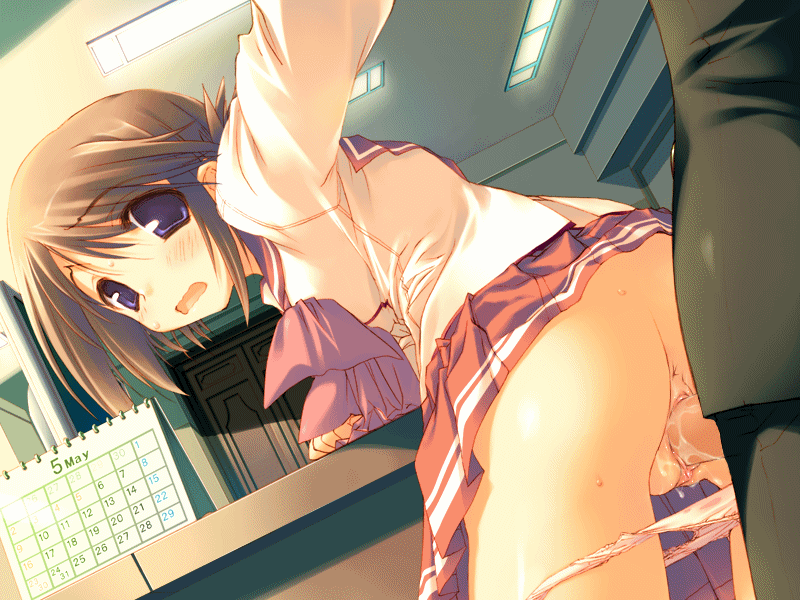 1girl 2004 :o amazuyu_tatsuki animated animated_gif anus arm_held_back arm_support ass bangs blue_eyes blush bow breasts calendar_(object) ceiling clitoris clothed_sex decensored desk door dutch_angle embarrassed eyebrows_visible_through_hair folded_ponytail from_behind from_below gakuran game_cg grey_hair hair_between_eyes hetero indoors komaki_manaka leaning_forward lights long_sleeves looking_at_viewer looking_back may medium_breasts monitor on_desk open_fly open_mouth outstretched_arm panties pants panty_pull parted_bangs penis pleated_skirt pussy_juice raised_eyebrows red_skirt school_uniform serafuku sex skirt skirt_lift solo_focus sweat third-party_edit to_heart_2 uncensored underwear vaginal wavy_mouth white_panties