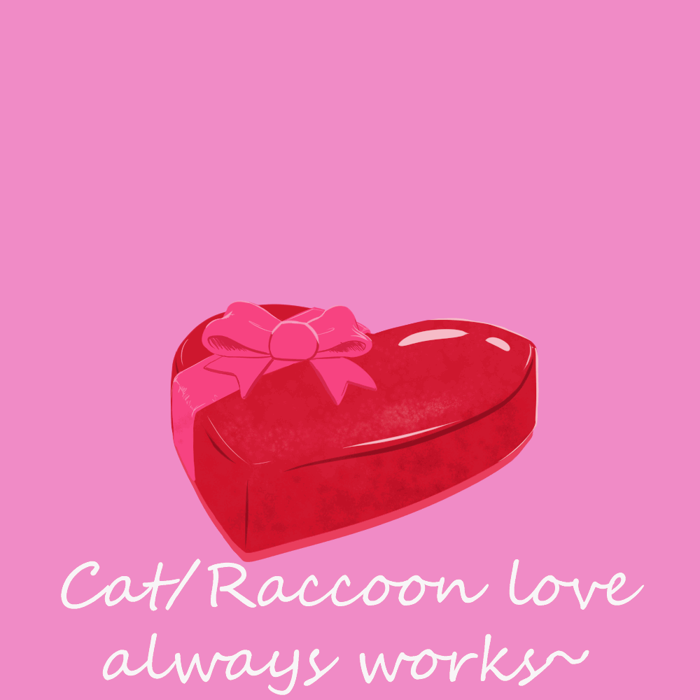 &lt;3 animated box candy chibi chocolate container dessert felid feline food hand_holding holidays kissing logtut male male/male mammal procyonid raccoon valentine's_day