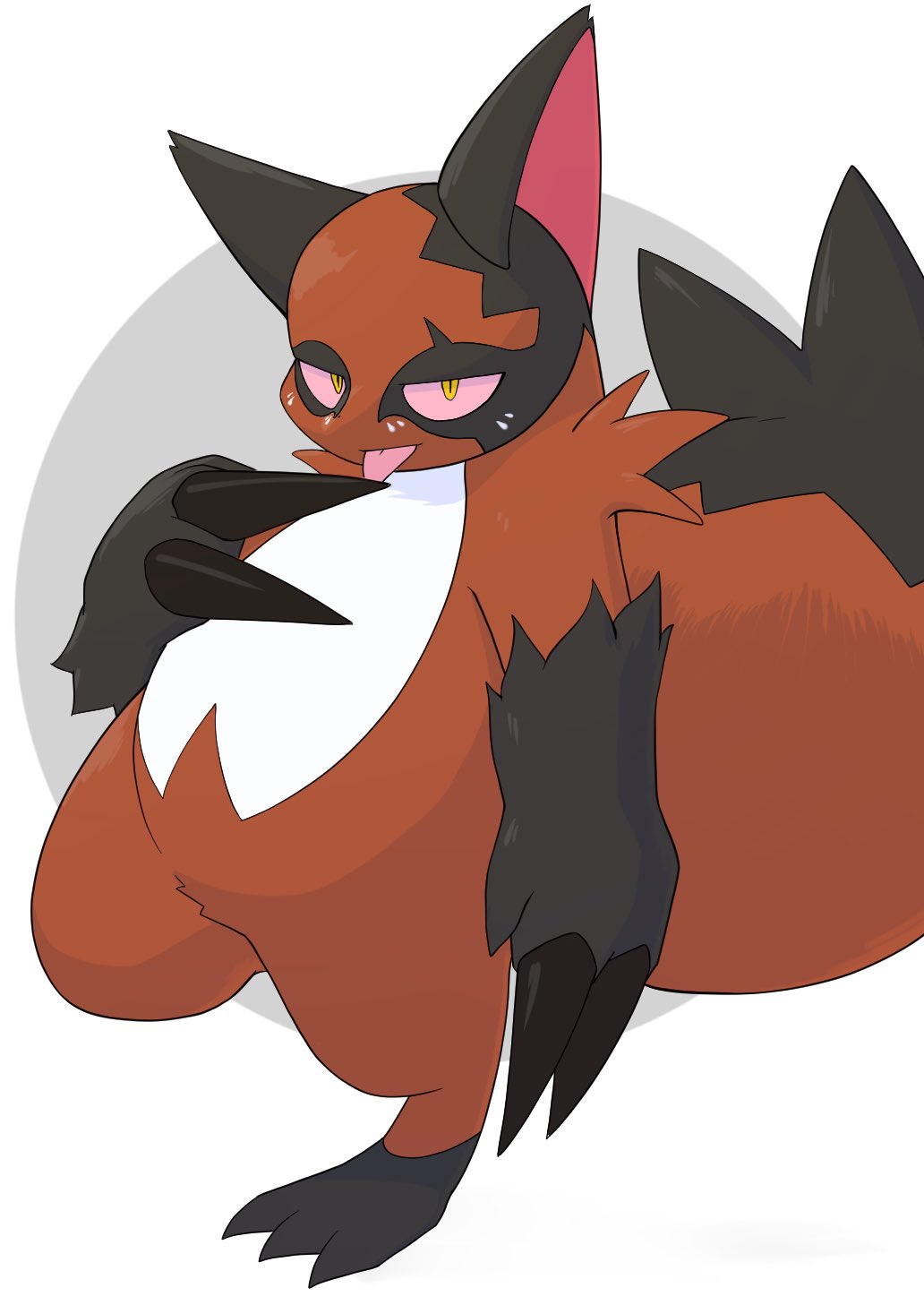 anthro claws fur fusion hi_res licking looking_at_viewer matchstick_39 nickit nintendo orange_body orange_fur pink_eyes pok&eacute;mon pok&eacute;mon_(species) slightly_chubby solo tongue tongue_out video_games zangoose