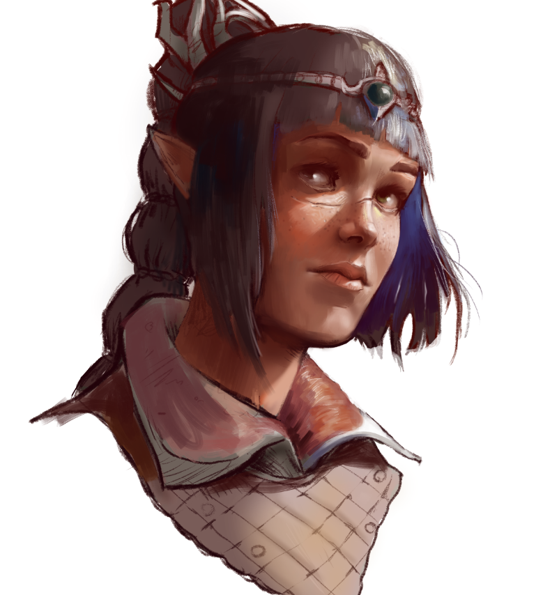 1girl baldur's_gate baldur's_gate_3 black_hair braid diadem dungeons_&amp;_dragons elf hair_ornament herr_lorenz long_braid long_hair pointy_ears scar scar_on_face scar_on_nose shadowheart_(baldur's_gate) solo