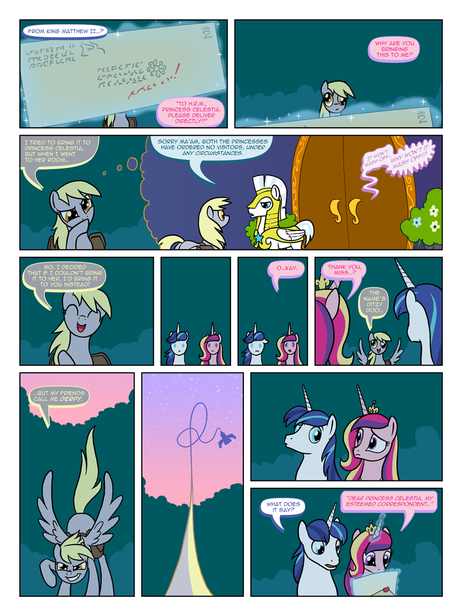 arofatamahn closed_door derpy_hooves_(mlp) dialogue equid equine eyes_closed female feral flashback flying folded_wings friendship_is_magic group hasbro hi_res horn letter magic male mammal my_little_pony open_mouth outside pegasus plant princess_cadance_(mlp) remembering royal_guard_(mlp) shining_armor_(mlp) smile sunset tree trio unicorn winged_unicorn wings