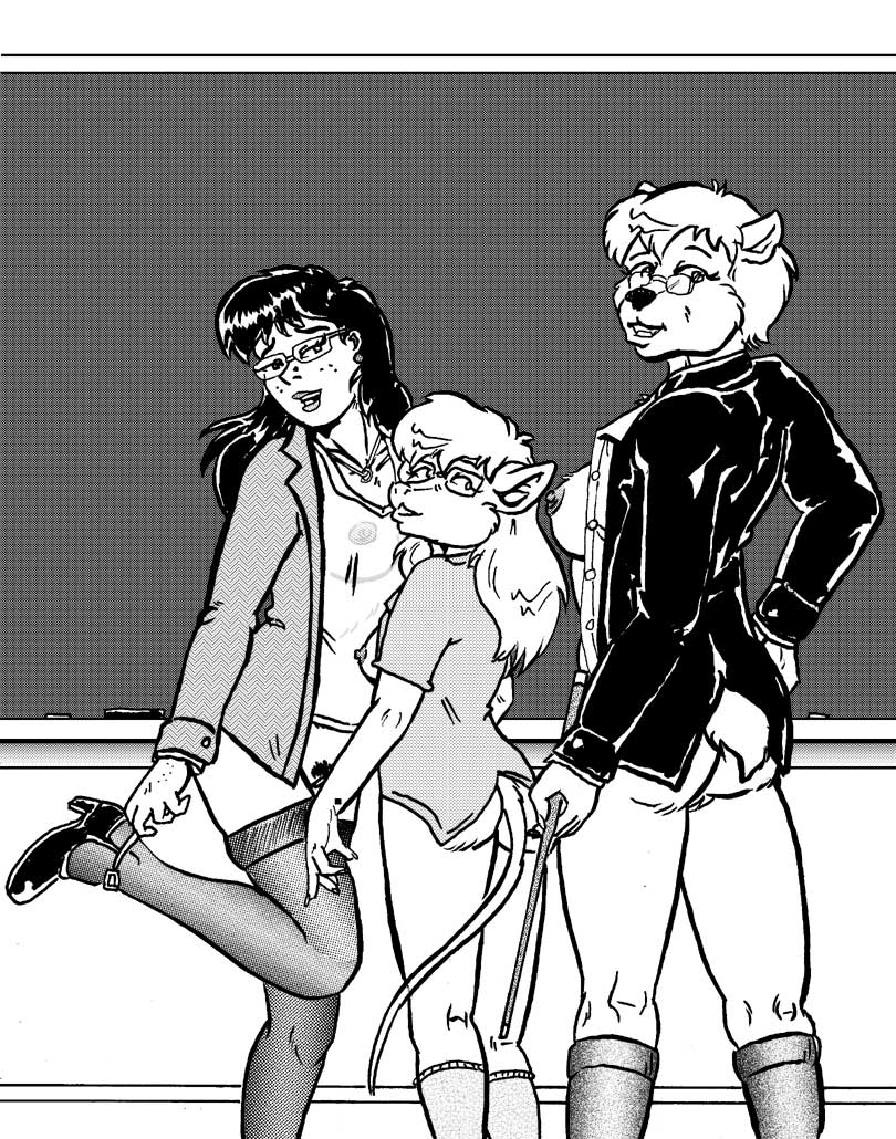 2022 anthro barely_visible_genitalia barely_visible_pussy bottomless breast_size_difference breasts butt chalkboard cheek_tuft clothed clothing debbie_frobisher ear_piercing eyewear facial_tuft footwear freckles genitals glasses greyscale group hand_on_hip high_heels holding_object human jacket jaque_smith jewelry legwear looking_at_viewer looking_back mammal monochrome mouse murid murine necklace nipples on_one_leg open_clothing open_jacket open_shirt open_topwear penny_pound piercing polar_bear pubes pussy rear_view rodent shirt size_difference smile socks standing stockings style_wager thigh_highs topwear translucent translucent_clothing translucent_shirt translucent_topwear trio tuft ursid ursine